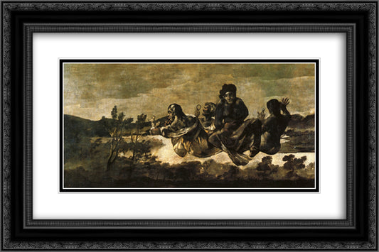 Atropos (The Fates) 24x16 Black Ornate Wood Framed Art Print Poster with Double Matting by Goya, Francisco