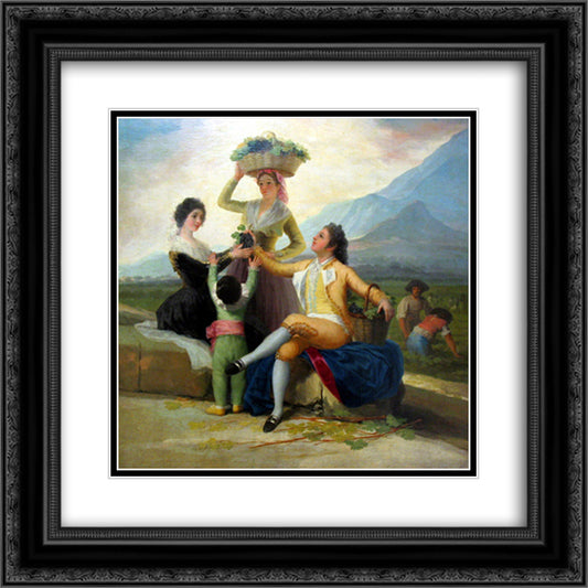 Autumn, or The Grape Harvest 20x20 Black Ornate Wood Framed Art Print Poster with Double Matting by Goya, Francisco