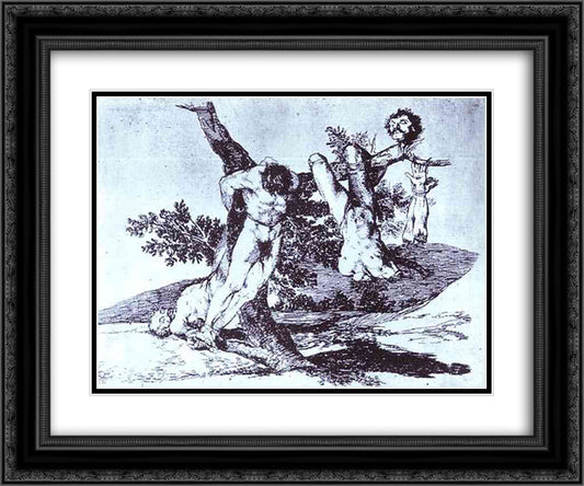 Bazan Grande! With Dead 24x20 Black Ornate Wood Framed Art Print Poster with Double Matting by Goya, Francisco