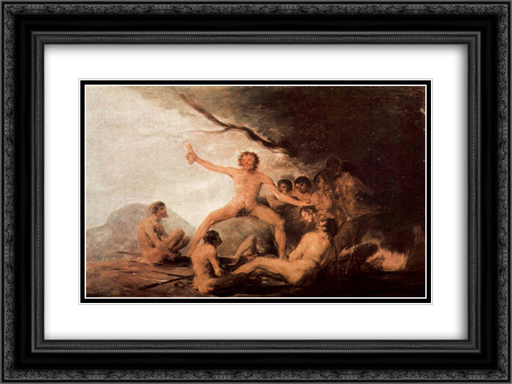 Bildzyklus 24x18 Black Ornate Wood Framed Art Print Poster with Double Matting by Goya, Francisco