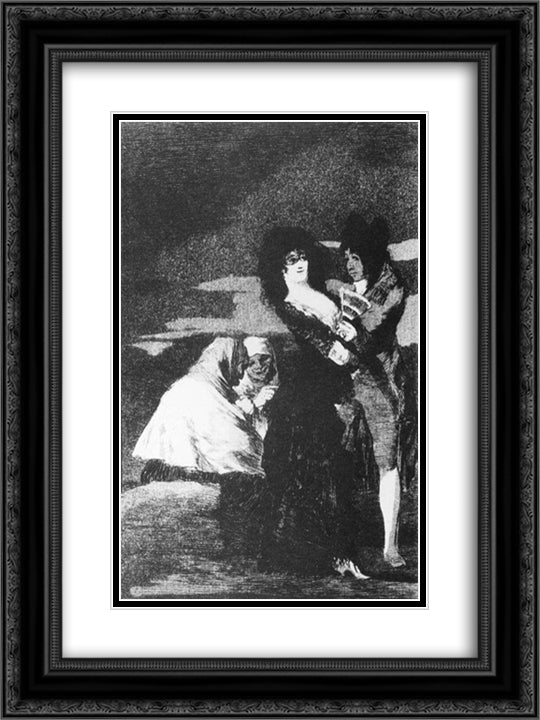 Birds of a Feather 18x24 Black Ornate Wood Framed Art Print Poster with Double Matting by Goya, Francisco