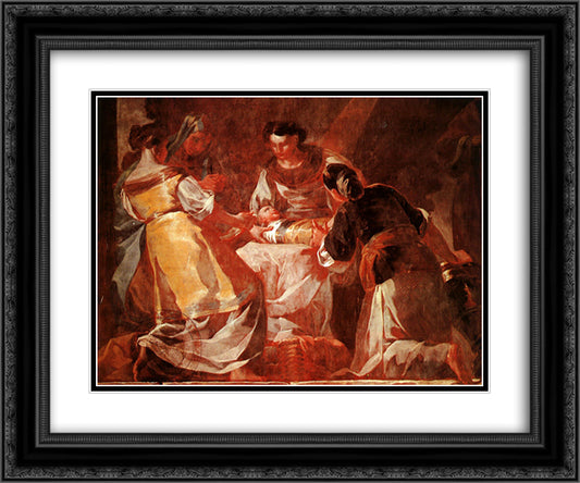 Birth of the Virgin 24x20 Black Ornate Wood Framed Art Print Poster with Double Matting by Goya, Francisco