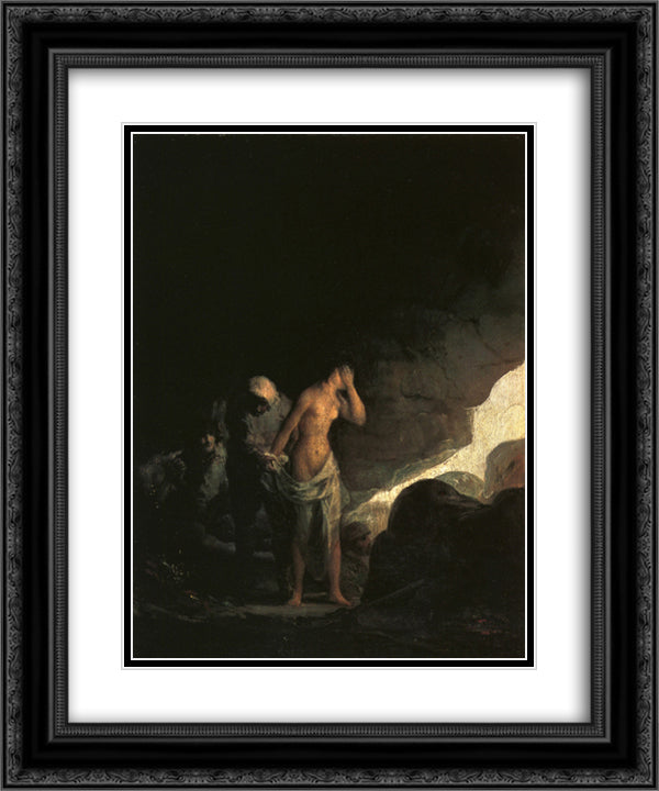 Brigand Stripping a Woman 20x24 Black Ornate Wood Framed Art Print Poster with Double Matting by Goya, Francisco