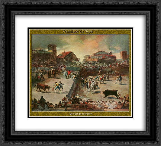 Bullfight 22x20 Black Ornate Wood Framed Art Print Poster with Double Matting by Goya, Francisco