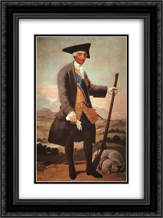 Charles III 18x24 Black Ornate Wood Framed Art Print Poster with Double Matting by Goya, Francisco