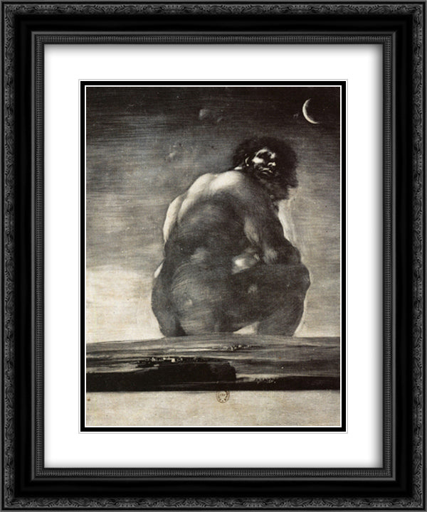 Colossus 20x24 Black Ornate Wood Framed Art Print Poster with Double Matting by Goya, Francisco