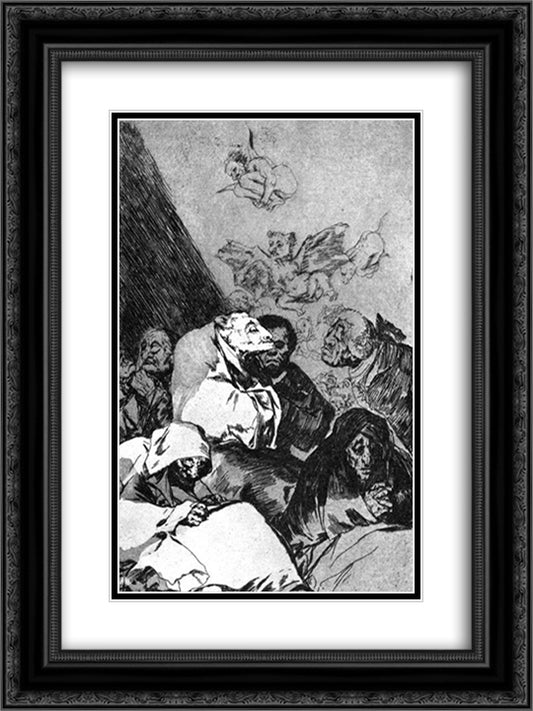 Correction 18x24 Black Ornate Wood Framed Art Print Poster with Double Matting by Goya, Francisco