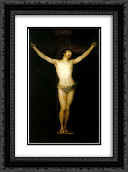 Crucified Christ 18x24 Black Ornate Wood Framed Art Print Poster with Double Matting by Goya, Francisco