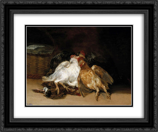 Dead Birds 24x20 Black Ornate Wood Framed Art Print Poster with Double Matting by Goya, Francisco