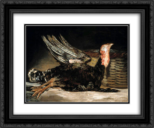 Dead turkey 24x20 Black Ornate Wood Framed Art Print Poster with Double Matting by Goya, Francisco