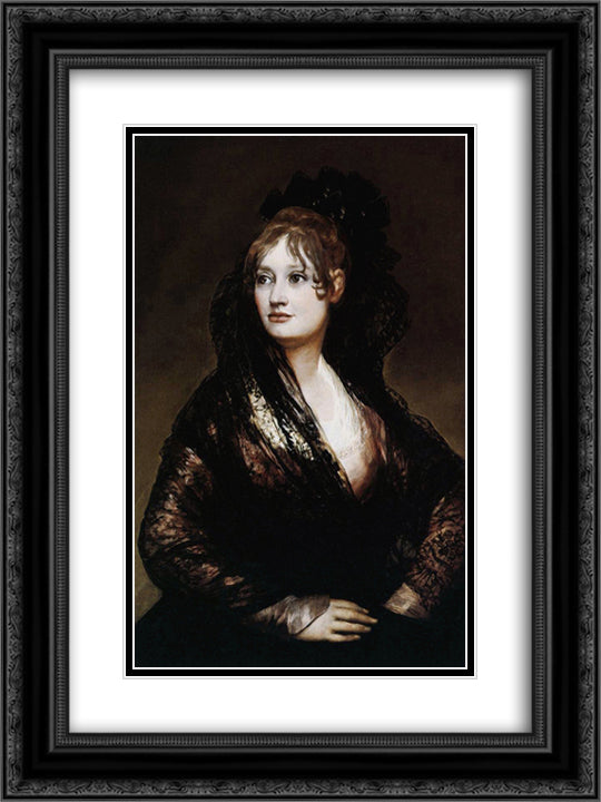 Dona Isabel de Porcel 18x24 Black Ornate Wood Framed Art Print Poster with Double Matting by Goya, Francisco