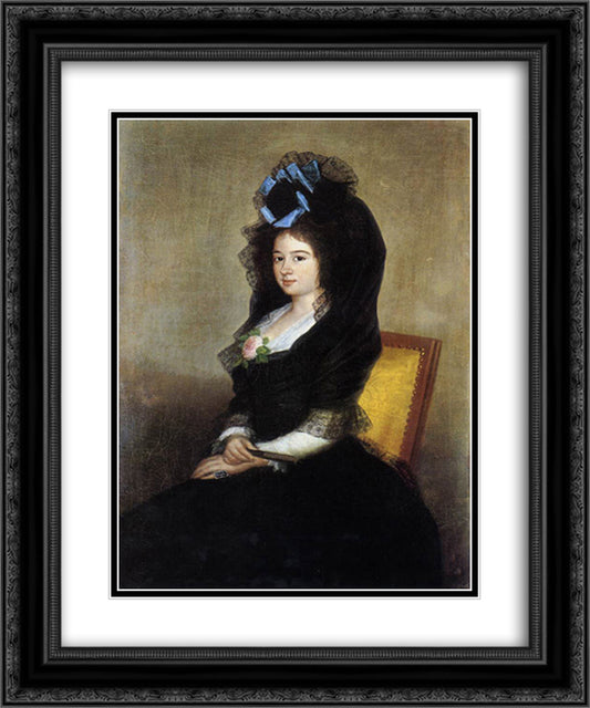 Dona Narcisa Baranana de Goicoechea 20x24 Black Ornate Wood Framed Art Print Poster with Double Matting by Goya, Francisco