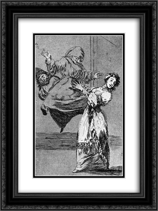 Don't scream, silly 18x24 Black Ornate Wood Framed Art Print Poster with Double Matting by Goya, Francisco