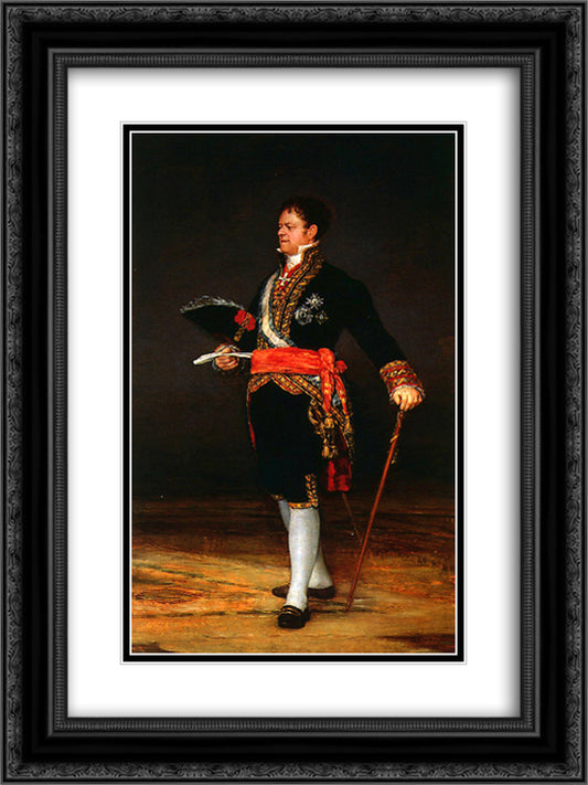 Duke of San Carlos 18x24 Black Ornate Wood Framed Art Print Poster with Double Matting by Goya, Francisco