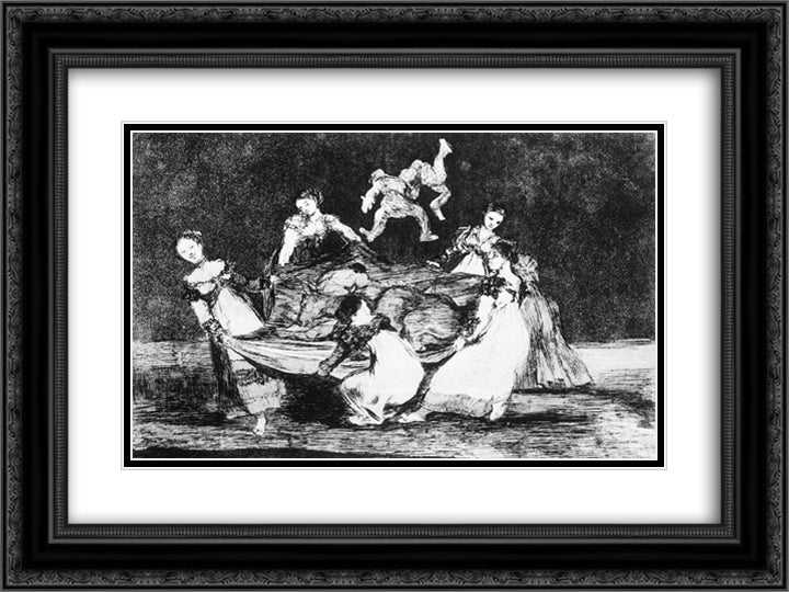 Feminine Folly 24x18 Black Ornate Wood Framed Art Print Poster with Double Matting by Goya, Francisco