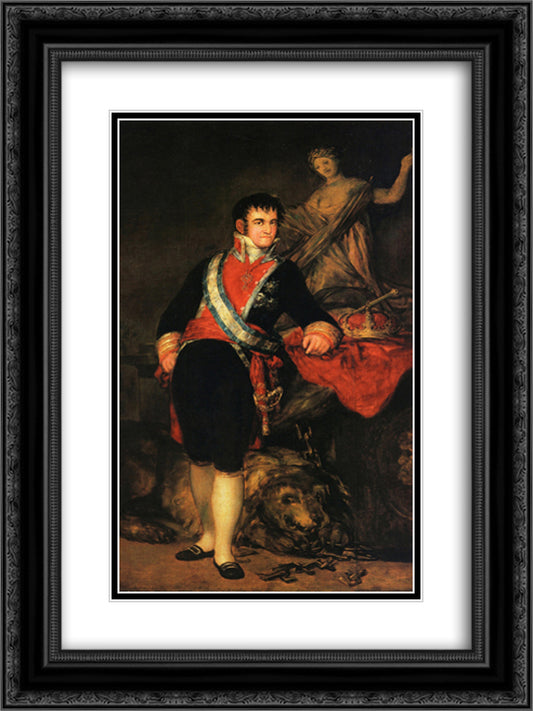 Fernando VII 18x24 Black Ornate Wood Framed Art Print Poster with Double Matting by Goya, Francisco