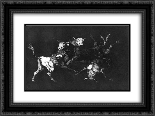 Foolishness of the Fools 24x18 Black Ornate Wood Framed Art Print Poster with Double Matting by Goya, Francisco