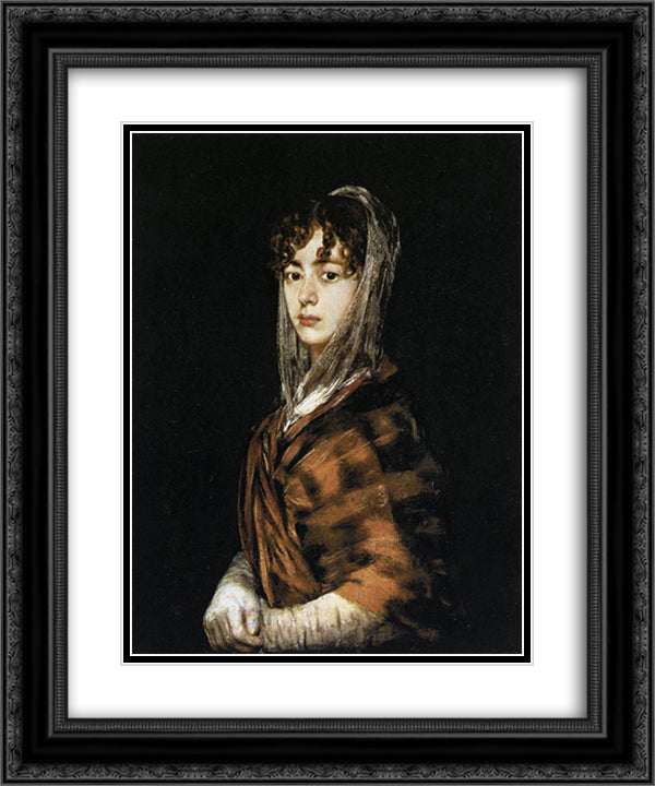 Francisca Sabasa y Garcia 20x24 Black Ornate Wood Framed Art Print Poster with Double Matting by Goya, Francisco