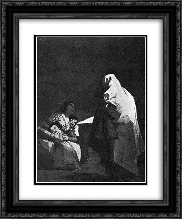 Here comes the bogey-man 20x24 Black Ornate Wood Framed Art Print Poster with Double Matting by Goya, Francisco