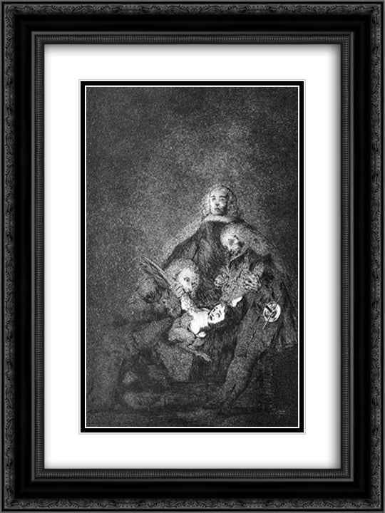 How they break her barrel 18x24 Black Ornate Wood Framed Art Print Poster with Double Matting by Goya, Francisco