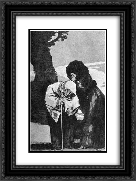 Hush 18x24 Black Ornate Wood Framed Art Print Poster with Double Matting by Goya, Francisco