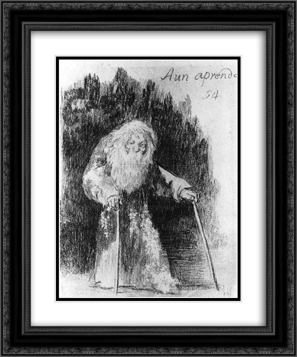 I am Still Learning 20x24 Black Ornate Wood Framed Art Print Poster with Double Matting by Goya, Francisco