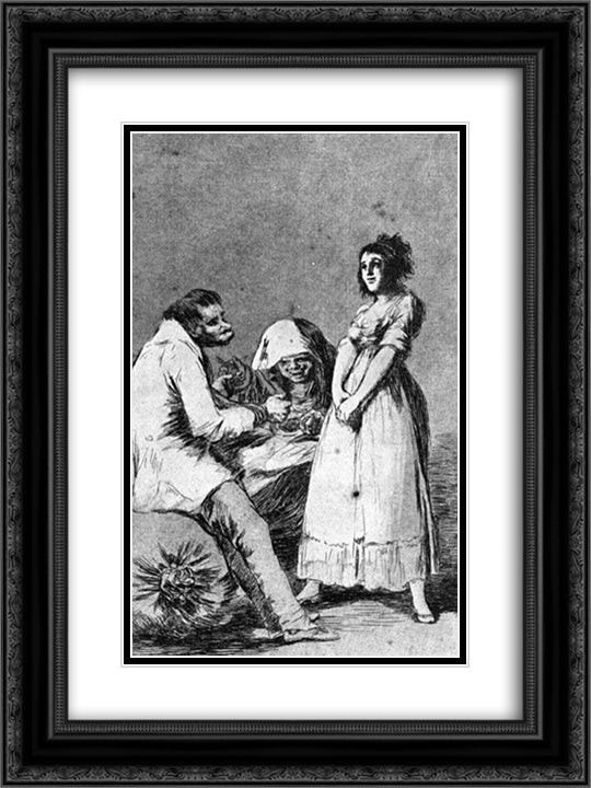 It is better to be idle 18x24 Black Ornate Wood Framed Art Print Poster with Double Matting by Goya, Francisco