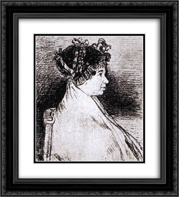 Josefa Bayeu 20x22 Black Ornate Wood Framed Art Print Poster with Double Matting by Goya, Francisco