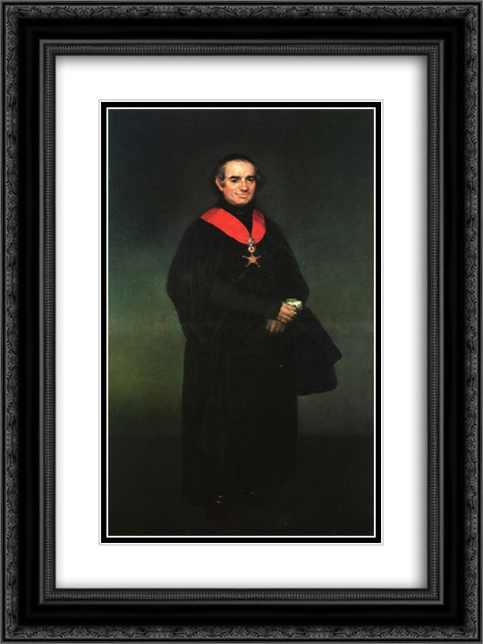Juan Antonio Llorente 18x24 Black Ornate Wood Framed Art Print Poster with Double Matting by Goya, Francisco