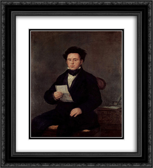 Juan Bautista de Muguiro 20x22 Black Ornate Wood Framed Art Print Poster with Double Matting by Goya, Francisco