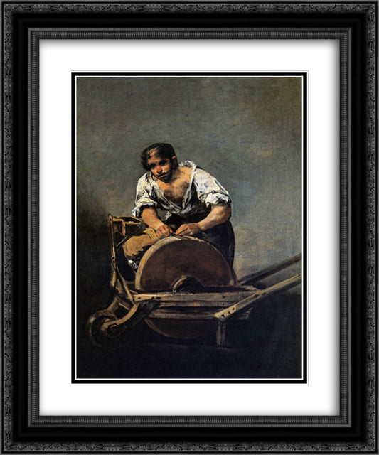 Knife Grinder 20x24 Black Ornate Wood Framed Art Print Poster with Double Matting by Goya, Francisco