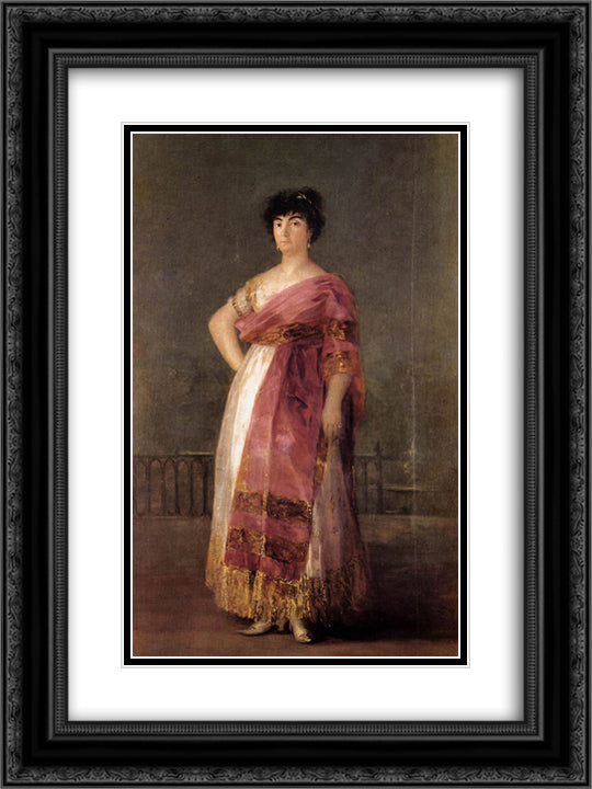 La Tirana 18x24 Black Ornate Wood Framed Art Print Poster with Double Matting by Goya, Francisco