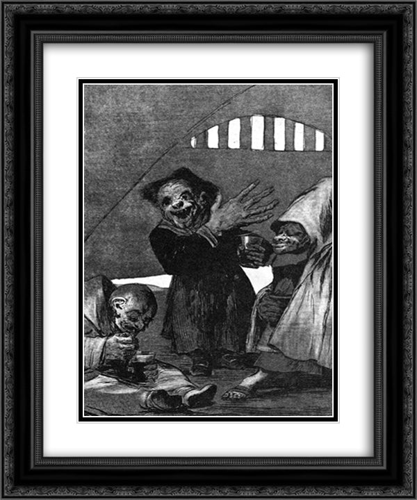 Little goblins 20x24 Black Ornate Wood Framed Art Print Poster with Double Matting by Goya, Francisco