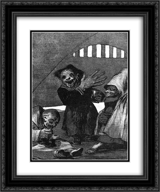 Little goblins 20x24 Black Ornate Wood Framed Art Print Poster with Double Matting by Goya, Francisco