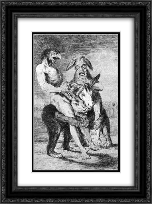 Look how solemn they are 18x24 Black Ornate Wood Framed Art Print Poster with Double Matting by Goya, Francisco