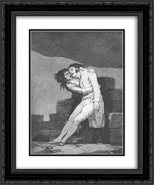 Love and Death 20x24 Black Ornate Wood Framed Art Print Poster with Double Matting by Goya, Francisco