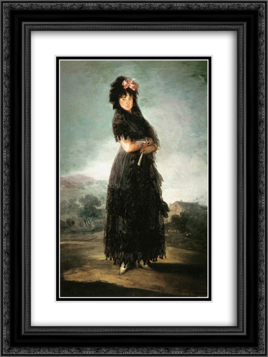 Mariana Waldstein, Ninth Marquesa de Santa Cruz 18x24 Black Ornate Wood Framed Art Print Poster with Double Matting by Goya, Francisco