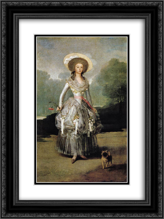 Marquesa Mariana de Pontejos 18x24 Black Ornate Wood Framed Art Print Poster with Double Matting by Goya, Francisco