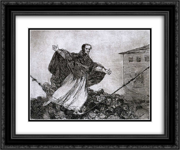 May the rope break 24x20 Black Ornate Wood Framed Art Print Poster with Double Matting by Goya, Francisco