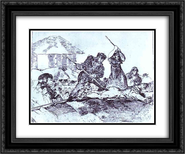 Mob 24x20 Black Ornate Wood Framed Art Print Poster with Double Matting by Goya, Francisco