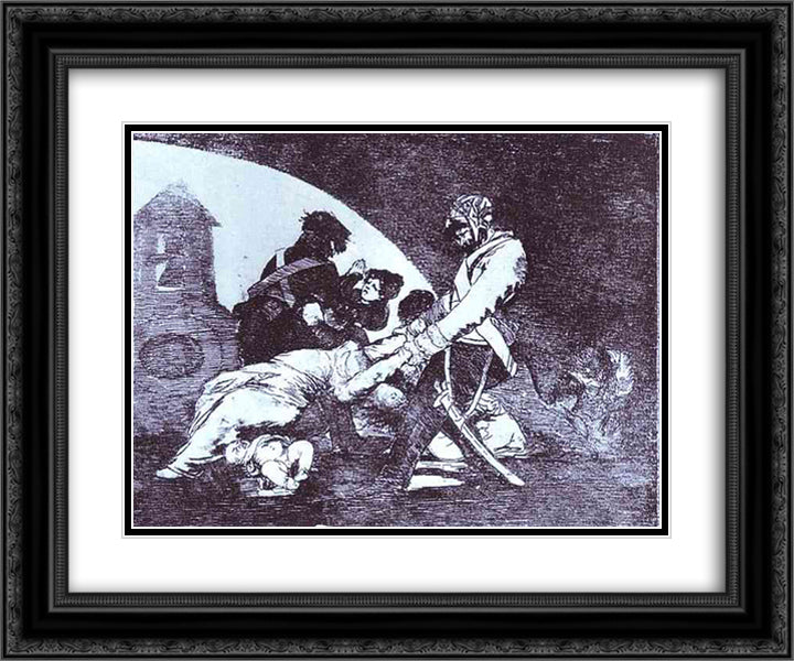 Not For Those 24x20 Black Ornate Wood Framed Art Print Poster with Double Matting by Goya, Francisco