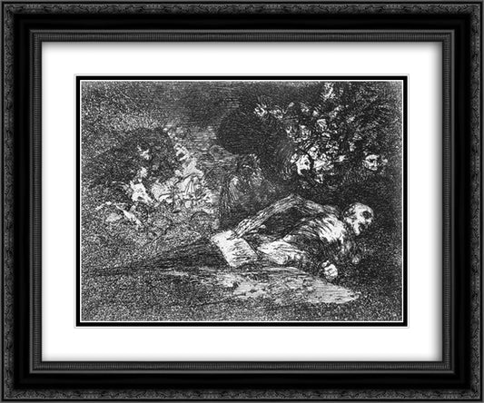 Nothing. The event will tell 24x20 Black Ornate Wood Framed Art Print Poster with Double Matting by Goya, Francisco