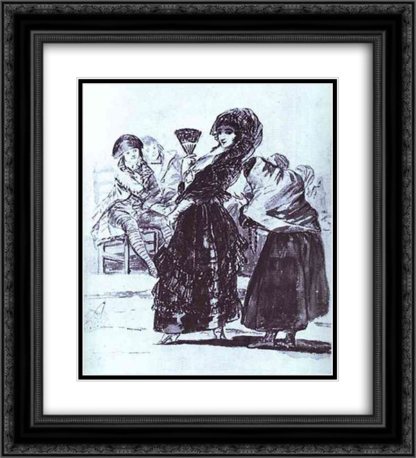Old Beggar with a Maja 20x22 Black Ornate Wood Framed Art Print Poster with Double Matting by Goya, Francisco