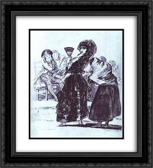 Old Beggar with a Maja 20x22 Black Ornate Wood Framed Art Print Poster with Double Matting by Goya, Francisco