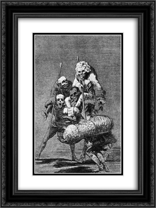 One to anothers 18x24 Black Ornate Wood Framed Art Print Poster with Double Matting by Goya, Francisco