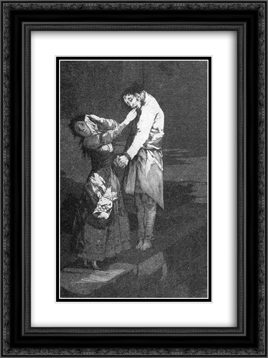 Out hunting for teeth 18x24 Black Ornate Wood Framed Art Print Poster with Double Matting by Goya, Francisco