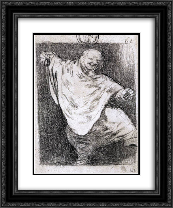 Phantom Dancing with Castanets 20x24 Black Ornate Wood Framed Art Print Poster with Double Matting by Goya, Francisco