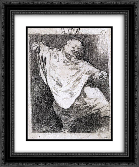 Phantom Dancing with Castanets 20x24 Black Ornate Wood Framed Art Print Poster with Double Matting by Goya, Francisco