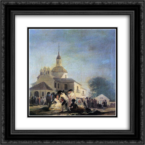 Pilgrimage to the Church of San Isidro 20x20 Black Ornate Wood Framed Art Print Poster with Double Matting by Goya, Francisco