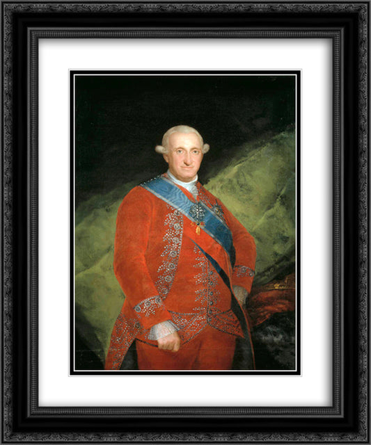 Portrait of Charle IV of Spain 20x24 Black Ornate Wood Framed Art Print Poster with Double Matting by Goya, Francisco